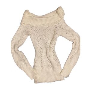 White Y2k off the Shoulder Sweater